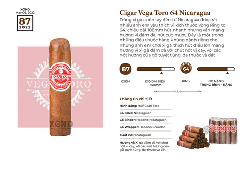 Cigar Vega Toro 64 - Xì Gà Nicaragua Chính Hãng