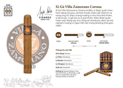 Cigar Villa Zamorano Corona - Xì Gà Honduras Chính Hãng
