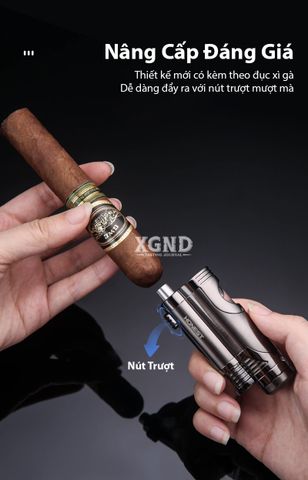 Bật Lửa Khò Xì Gà 2 Tia Honest Có Đục - Phụ Kiện Xì Gà Chuyên Dụng
