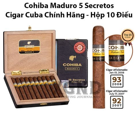 Cigar Cohiba Maduro 5 Secretos - Xì Gà Cuba Chính Hãng - Hộp 10 Điếu