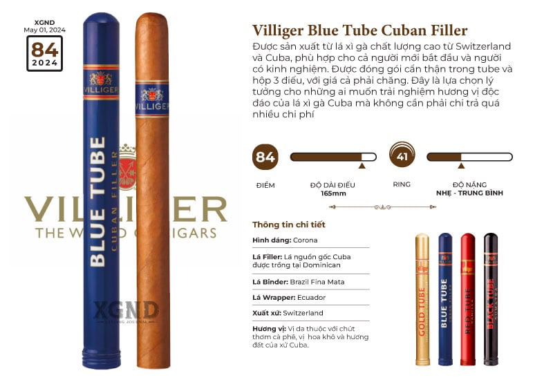 Cigar Villiger Blue Tube Cuban Filler - Xì Gà Chính Hãng