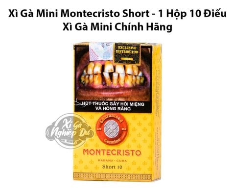 Cigar Montecristo Short 10 - Xì gà Cuba Mini Chính Hãng - Hộp 10 Điếu