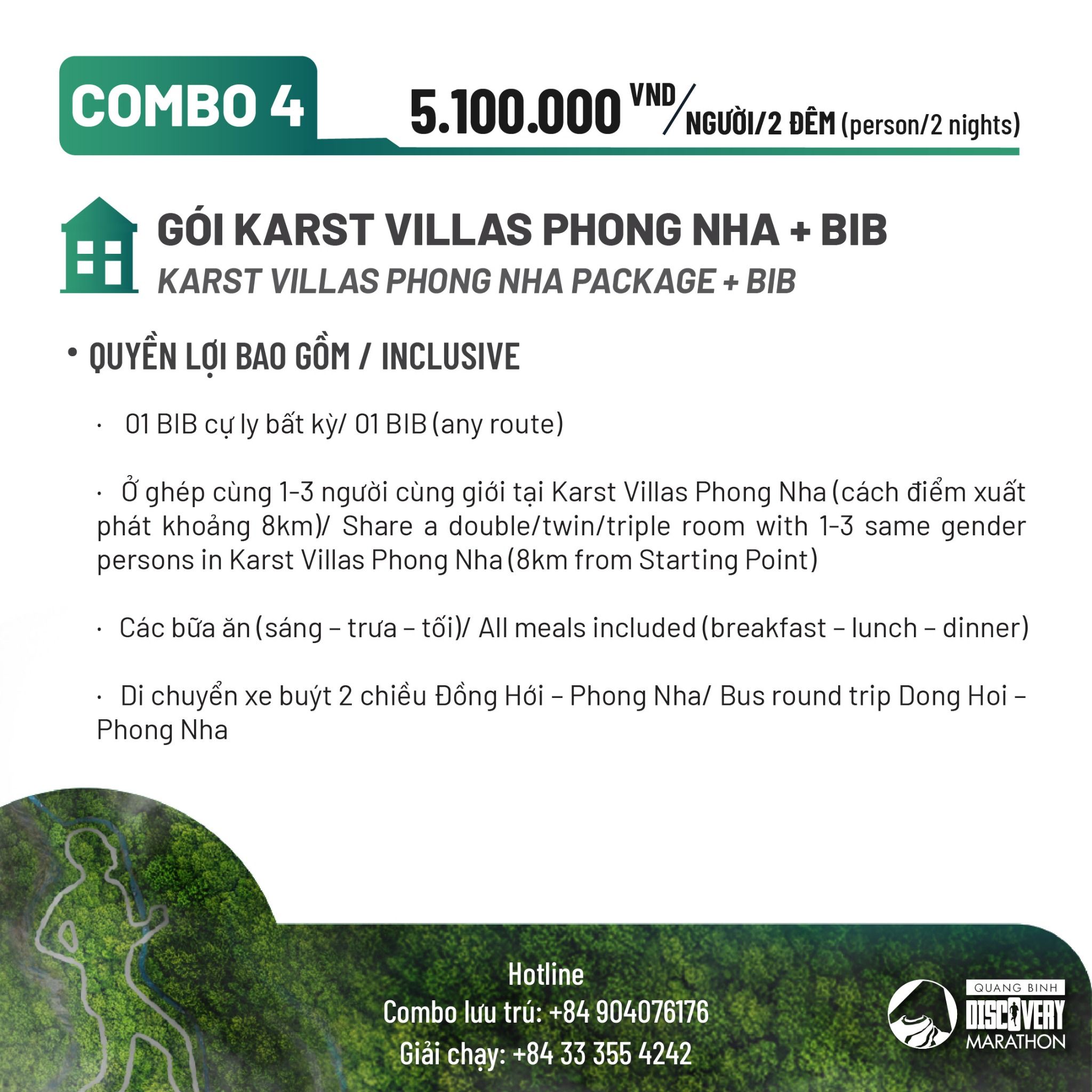  Combo di chuyển và lưu trú Quang Binh Discovery Marathon 2023 