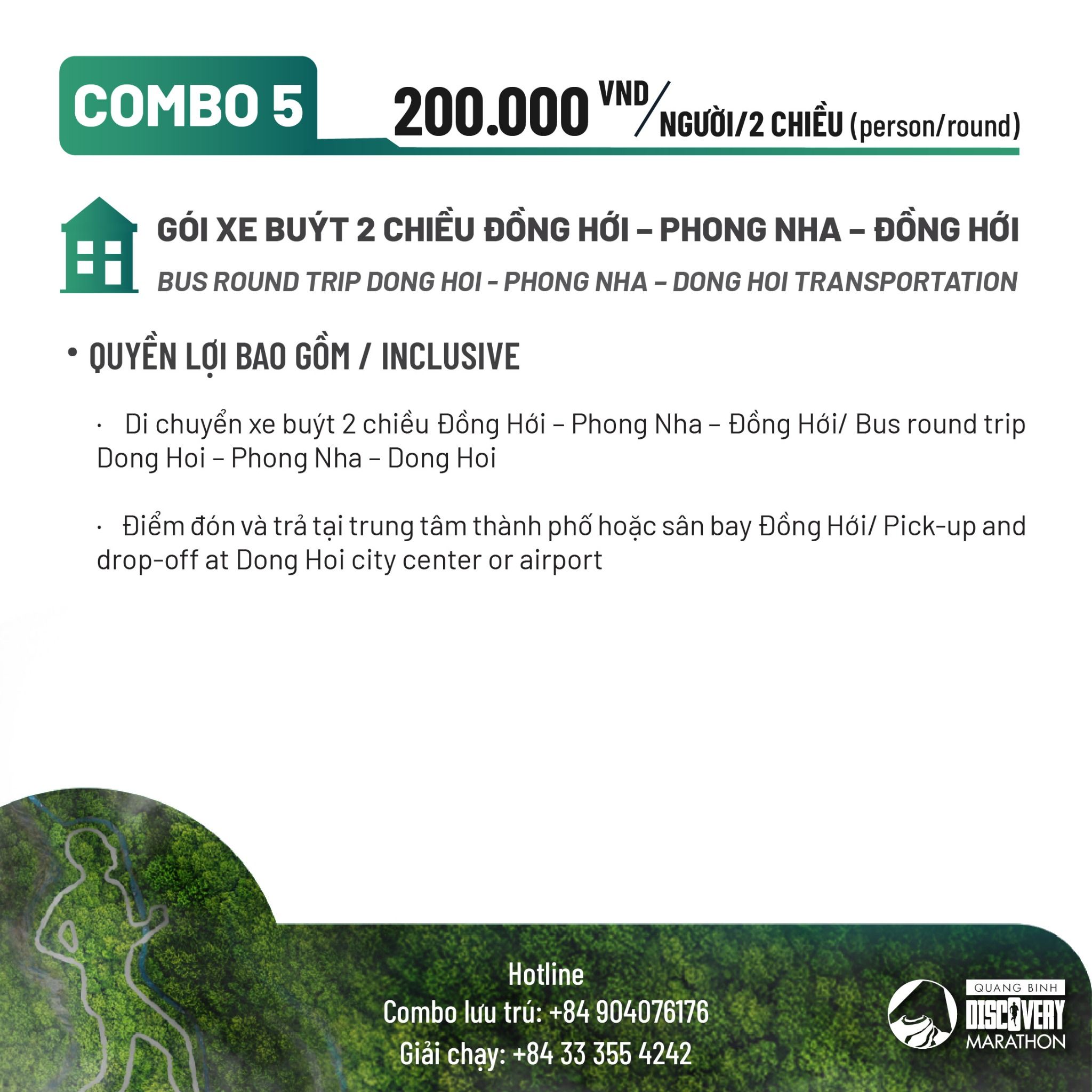  Combo di chuyển và lưu trú Quang Binh Discovery Marathon 2023 