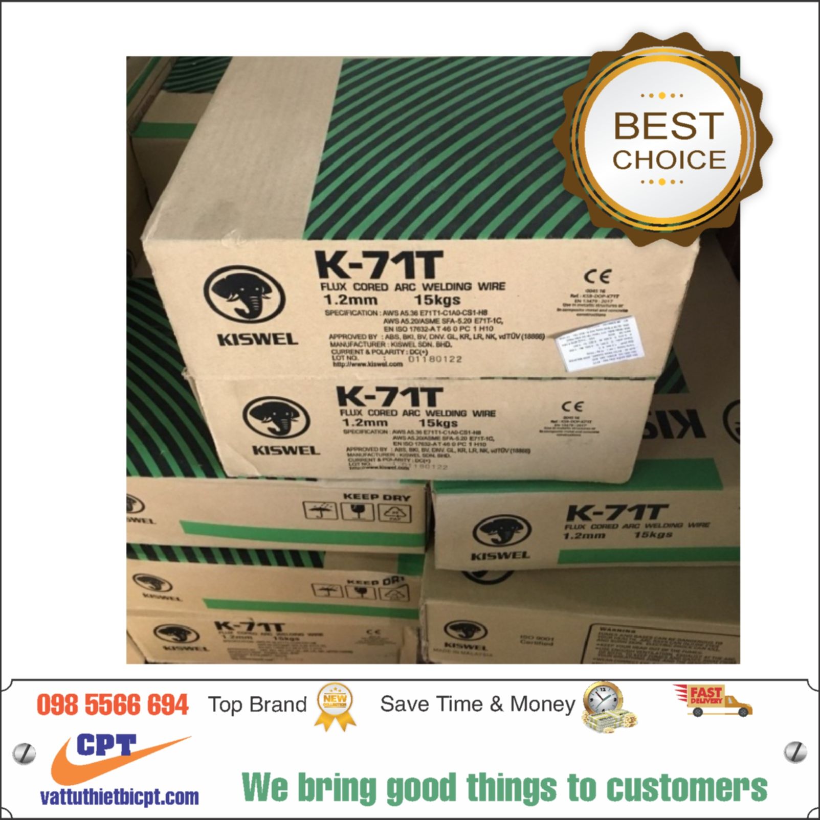 Dây hàn/ Dây hàn lõi thuốc Kiswel K-71T – Vật Tư Thiết Bị CPT
