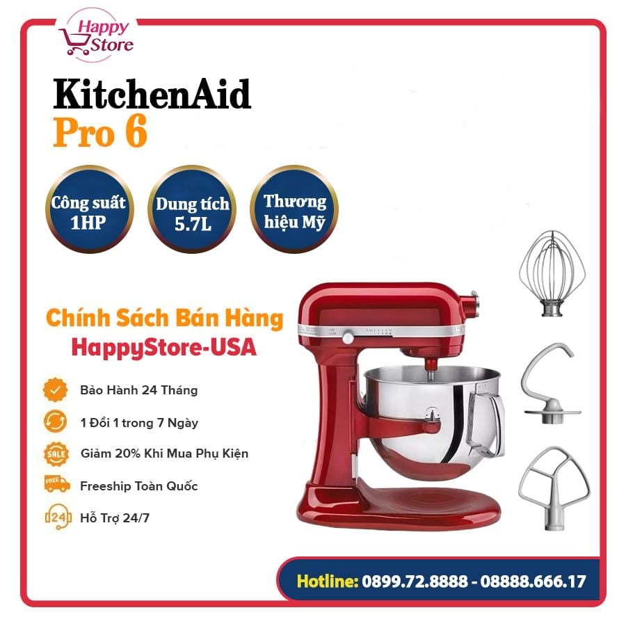 Trải nghiệm sự mạnh mẽ của máy trộn bột KitchenAid Pro 6 Quart