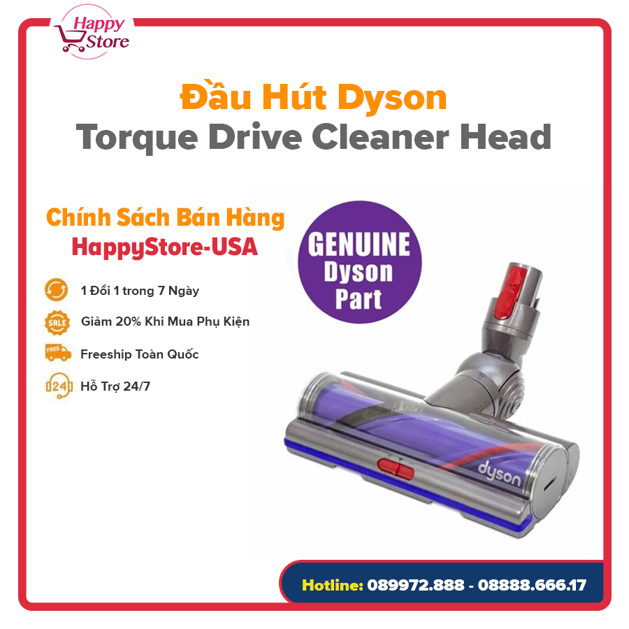 [Phụ Kiện Chính Hãng]  - Đầu hút Dyson Torque Drive Cleaner Head - Đầu hút mô-men xoắn máy hút bụi Dyson