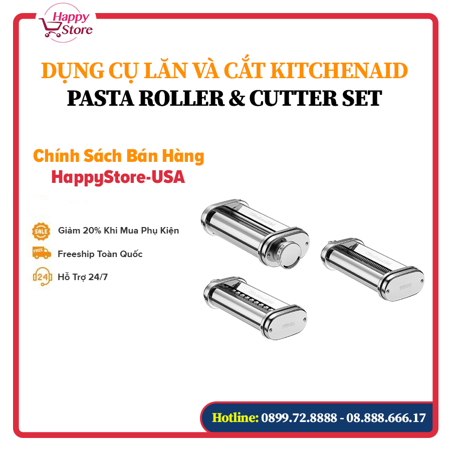Dụng cụ lăn và cắt KitchenAid Pasta Roller & Cutter Set