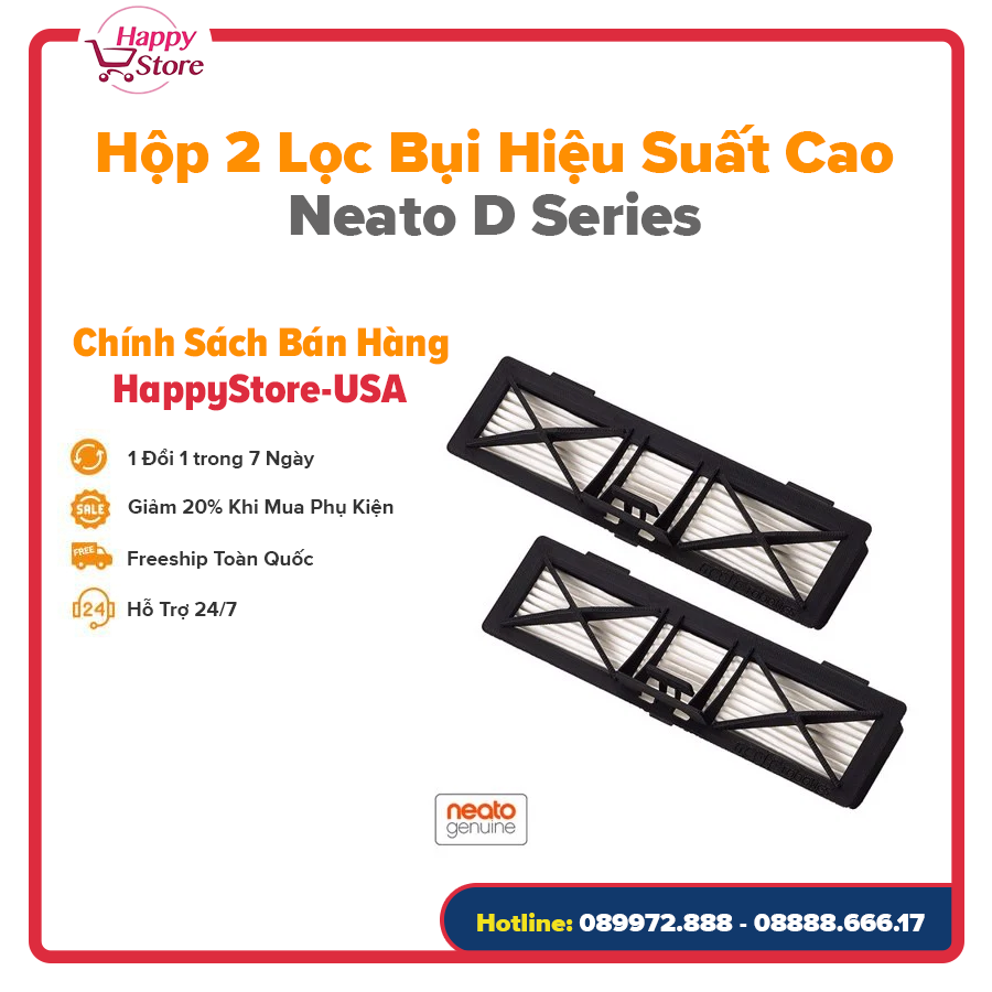 [Phụ Kiện Chính Hãng] - Hộp 2 lọc bụi hiệu suất cao Neato D Series