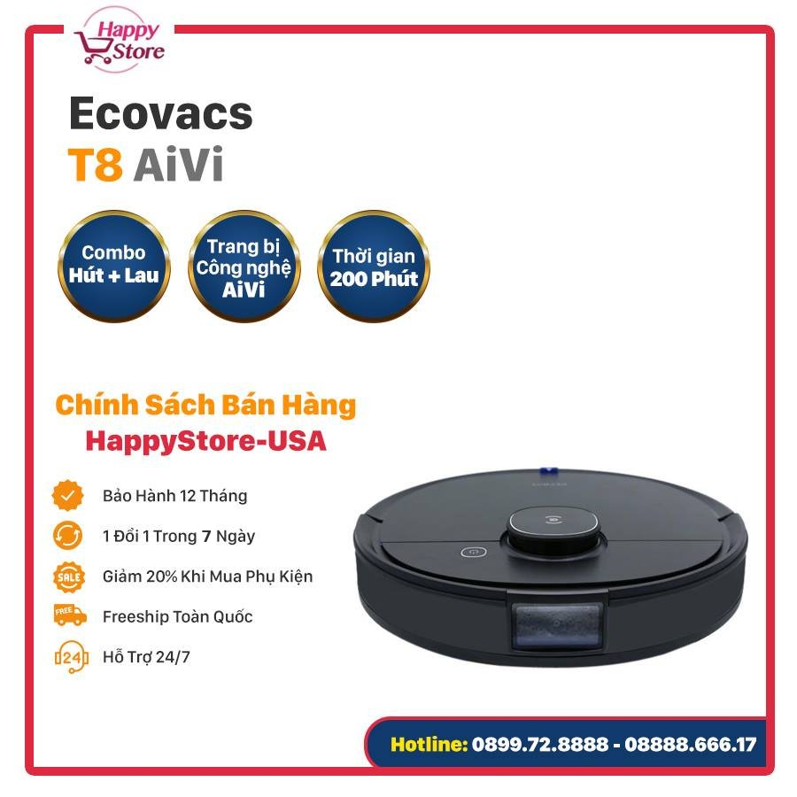 Robot Hút Bụi Lau Nhà Ecovacs DEEBOT T8 AIVI- Bản Nội Địa