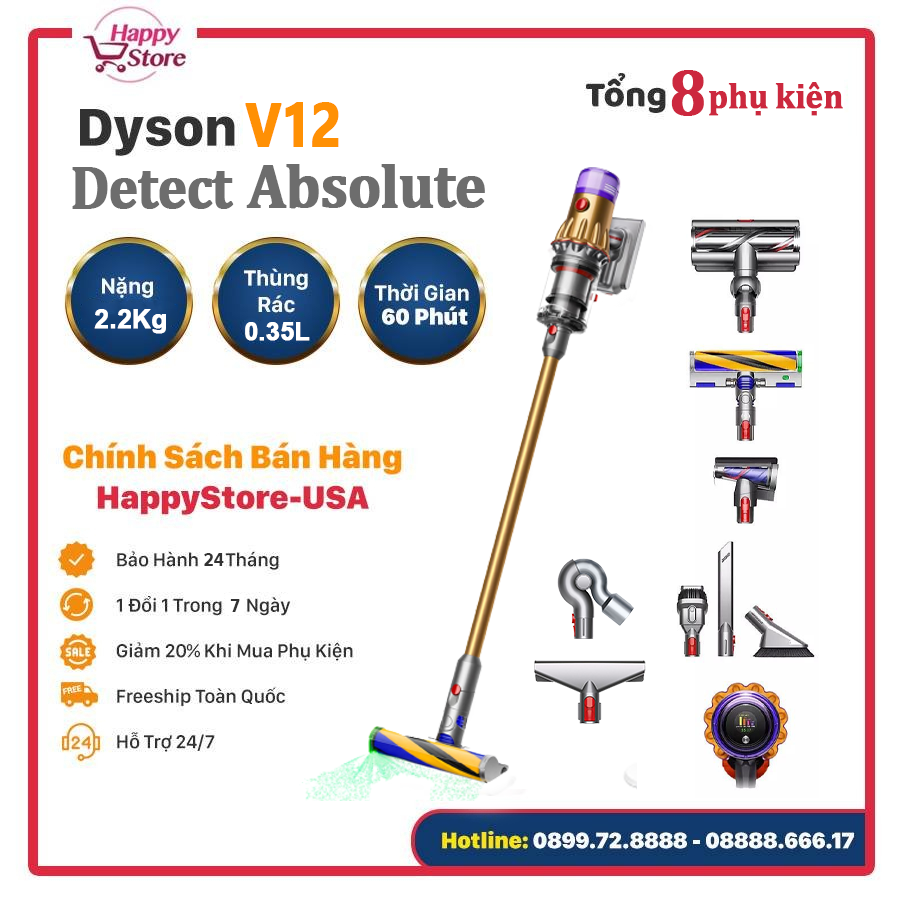 Máy Hút Bụi Dyson V12 Detect Slim Absolute HEPA