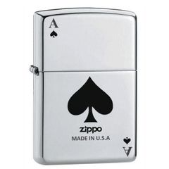 Zippo trắng bóng chủ đề át bích