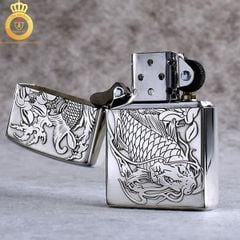 Bật lửa Zippo USA bạc khối cá chép
