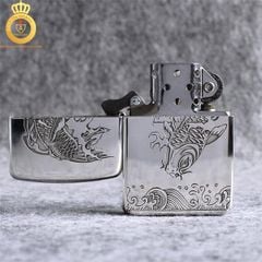 Bật lửa Zippo USA Bạc khối cá chép Replica 1941
