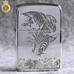 Bật lửa Zippo USA Bạc khối cá chép Replica 1941