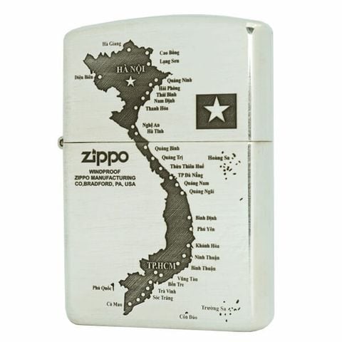 Bật lửa Zippo USA Sterling Bạc khối bản đồ Việt Nam