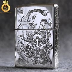 Bật lửa Zippo USA bạc khối thiện ác