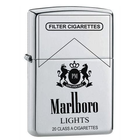 Bật lửa Zippo USA trắng bóng chủ đề Marlboro