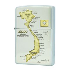 Bật lửa Zippo USA hình bản đồ Việt Nam màu trắng