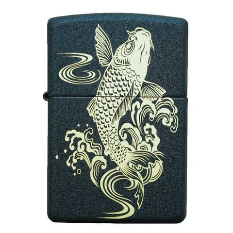 Bật lửa Zippo USA khắc cá chép màu đen