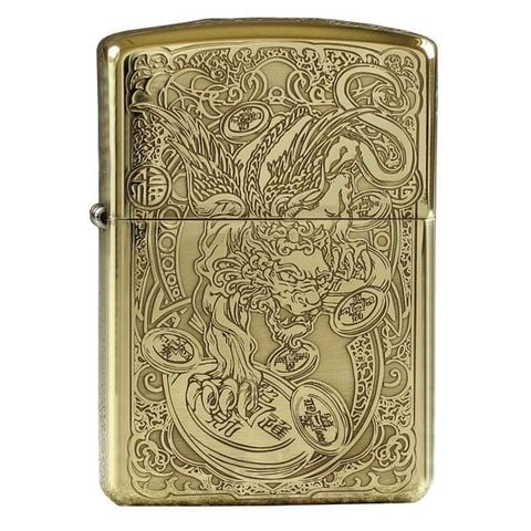 Bật lửa Zippo USA đẹp hình con Kỳ Lân màu vàng