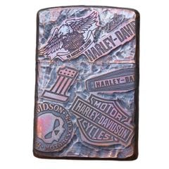 Bật lửa zorro vỏ đồng đỏ ruột đồng đỏ copper gõ búa siêu dày chủ đề Harley Davidson
