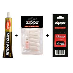 Combo kem đánh bóng Zippo Metal Polish - Autosol & bông zippo & tim zippo