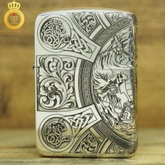 Bật lửa Zippo USA bạc khối tứ kỵ sỹ