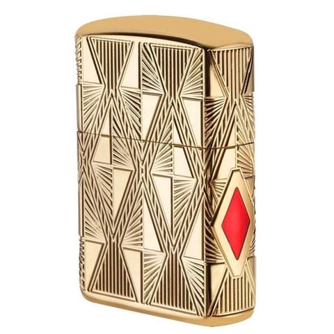 Zippo Armor mạ vàng 24K chủ đề vân kim cương xuất Nhật cao cấp