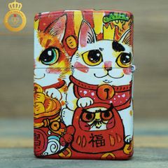 Bật lửa Zippo USA sươn tĩnh điện hình mèo thần tài