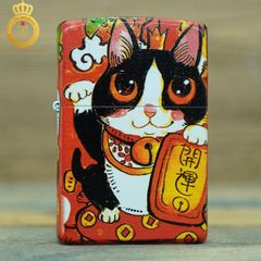 Bật lửa Zippo USA sươn tĩnh điện hình mèo thần tài
