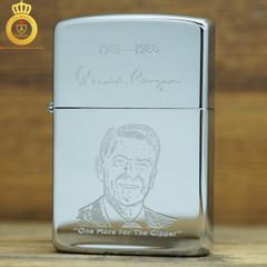 Bật lửa Zippo USA la mã V năm 1989 khắc tổng thống Mỹ Ronald Reagan