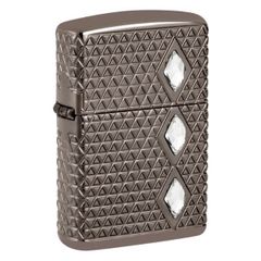 Zippo USA Armor Luxury 46316 Pattern With Crystal Design Black Ice đính pha lê cao cấp