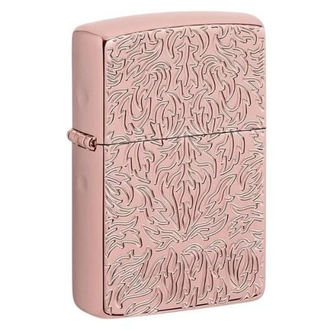 Bật lửa Zippo 49703 Armor Carved Design mạ vàng hồng khắc hoa văn
