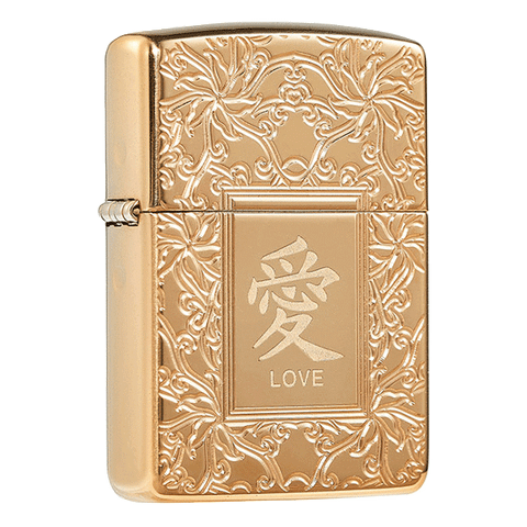 Zippo USA Armor xuất Nhật chữ Love chủ đề tình yêu.