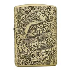 Zippo cá chép vượt vũ môn hoá rồng phiên bản armor giới hạn.