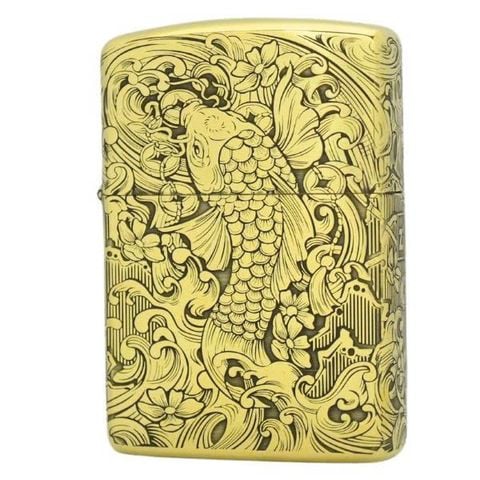 Bật lửa Zippo Armor Limited chủ đề cá chép Daruma khắc 4 mặt