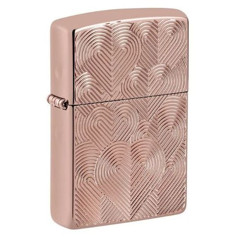 Zippo 48919 Hearts Design Armor 360 Multicut mạ vàng hồng hình trái tim