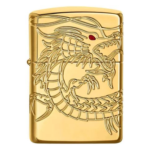 Bật lửa Zippo USA armor xuất Nhật mạ vàng 24K hình rồng