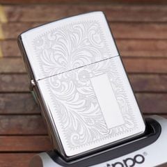 Bật lửa Zippo cổ xưa năm 1980 chủ đề Hoa Ven Ý chưa qua lửa