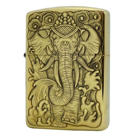 Zippo đồng thau khắc nổi 3D hình con voi siêu đẹp