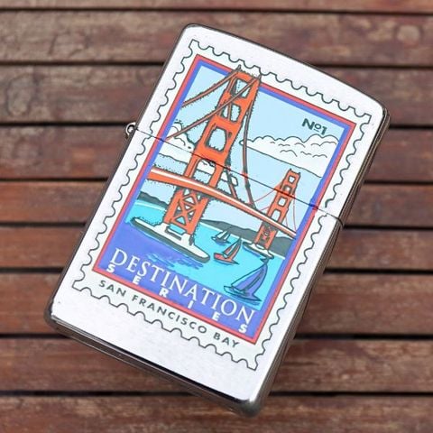 Bật lửa Zippo la mã năm 2000 mộc kép XVI chủ đề Destination San Francisco Bay