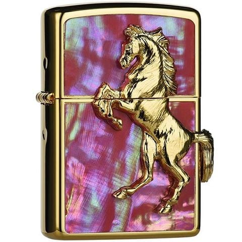 Zippo armor mạ vàng 18K cao cấp Winning Whinny emblem ngựa