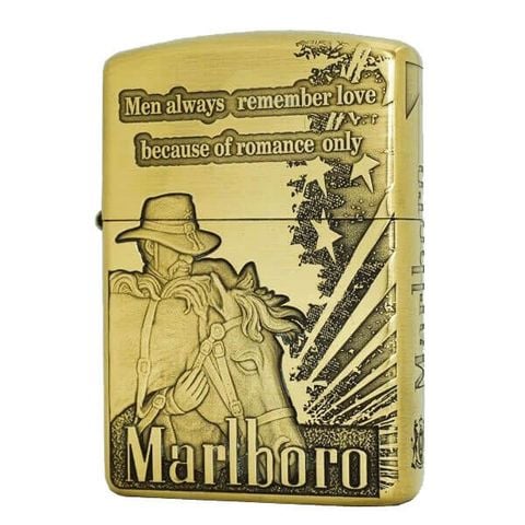 Hộp quẹt Zippo Marlboro armor limited xuất Nhật Bản hình người đàn ông và con ngựa