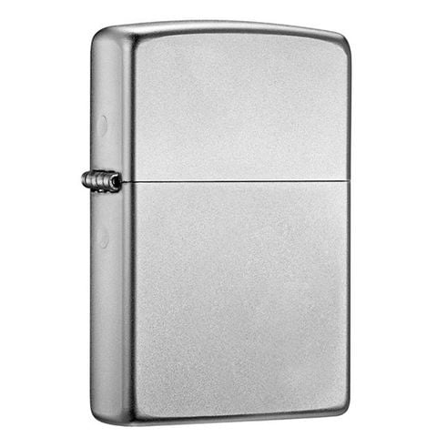 Hộp quẹt Zippo trơn trắng Satin Chrome chính hãng