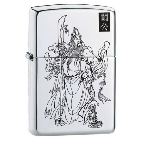 Bật lửa Zippo bạc khối Sterling cao cấp chủ đề Quan Công
