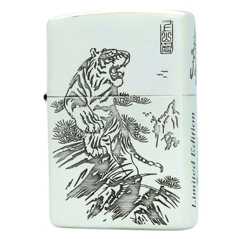 Bật lửa Zippo USA Sterling bạc khối Limited chủ đề Hổ thượng sơn