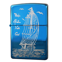 Zippo thuận buồm xuôi gió màu xanh saphire