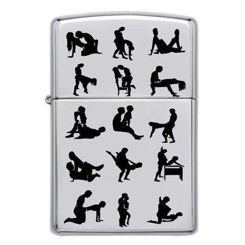 Bật lửa Zippo USA Chrome trắng bóng chủ đề 30 tư thế yêu