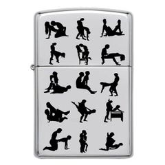 Bật lửa Zippo USA Chrome trắng bóng chủ đề 30 tư thế yêu